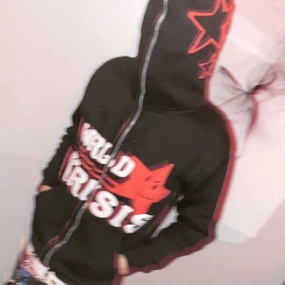 High-quality WRLD Krisis Oversized Full-zip Long-sleeved Y2K - Etsy