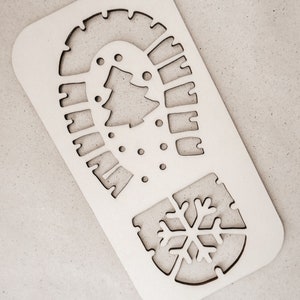 Estêncil de pegada de Papai Noel Svg Arquivos de corte a laser, Arquivos de silhueta de bota de Papai Noel Svg, Estêncil de pegada de Papai Noel