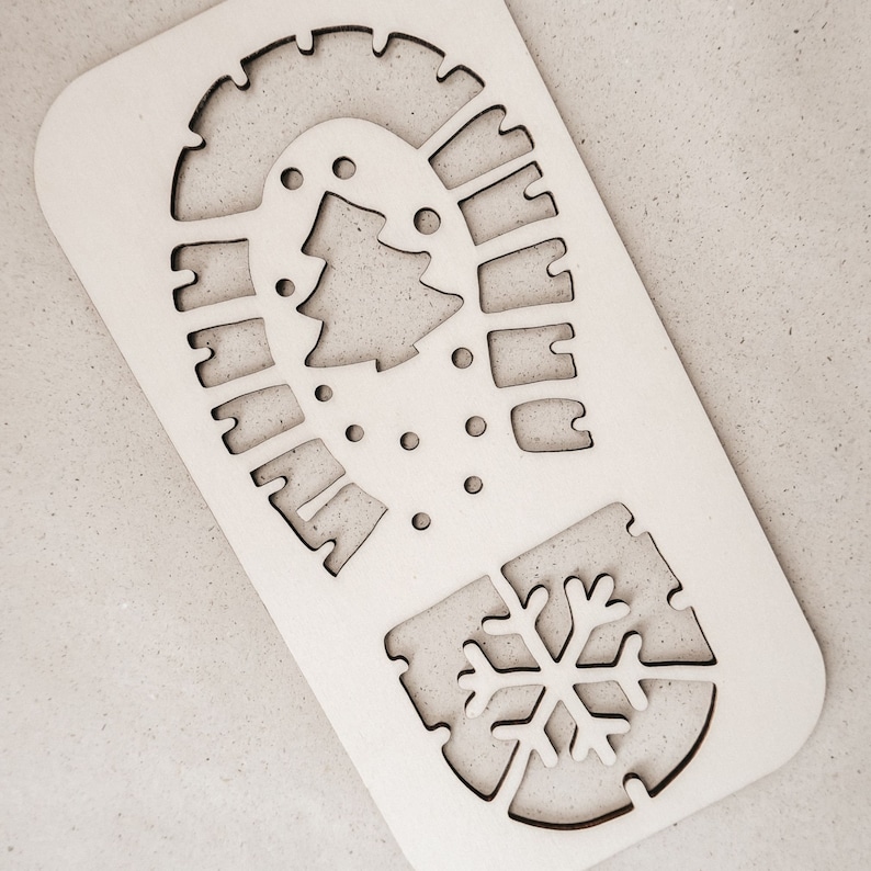 6pcs Santa Footprint Stencil For Painting, Christmas Snowflake Stencils