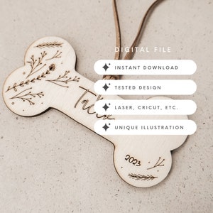 Dog Bone Ornament SVG File For Laser Cutting and Engraving