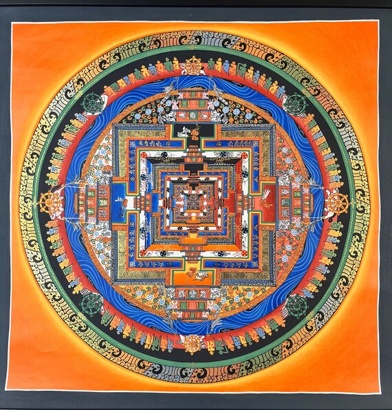 Handcrafted Kalachakra Mandala Thangka Painting – Meditation Yoga Decor
