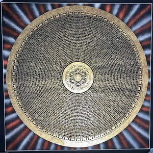 Genuine Hand-Painted Tibetan Mantra Mandala Colorful Background Thangka Painting 100x100 cm - Perfect for Meditation, Yoga, and Home Decor