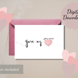 Printable Valentine&#39;s Day Card | Cute Valentine&#39;s Day Card | Digital Card Printable | Instant Download Card