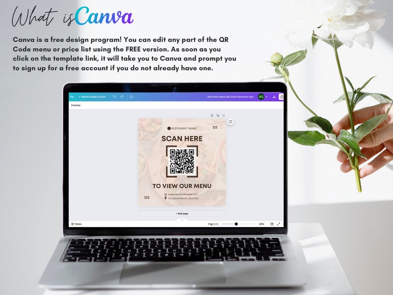 Printable Menu QR Code Sign Template, Editable Scan to View Menu Sign ...