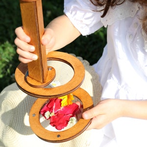 Wooden kaleidoscope, imaginative nature outdoor kit, gift for girls, toy for boys, forest school toy, flower toy image 2