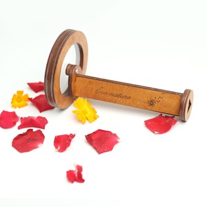 Wooden kaleidoscope, imaginative nature outdoor kit, gift for girls, toy for boys, forest school toy, flower toy image 3