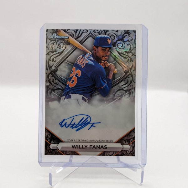 2023 Bowman Sterling Willy Fanas Silver Refractor Prospect Auto 37/100 Mets