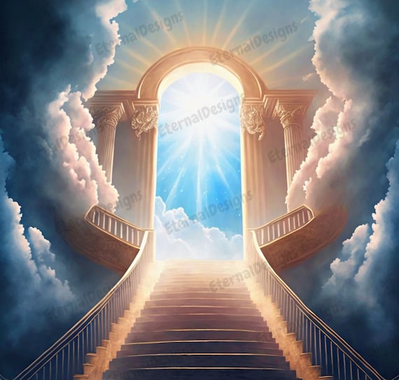 Heaven Background PNG Memorial Background Stairs (Instant Download