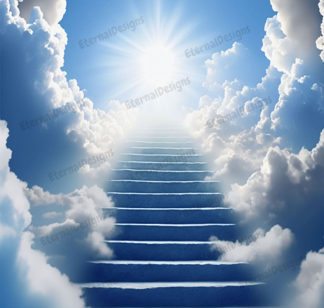 Heaven Background 4 PNG Memorial Background Stairs to Heaven Heaven  Memorial Background Memorial Design PNG&JPG Instant Download 