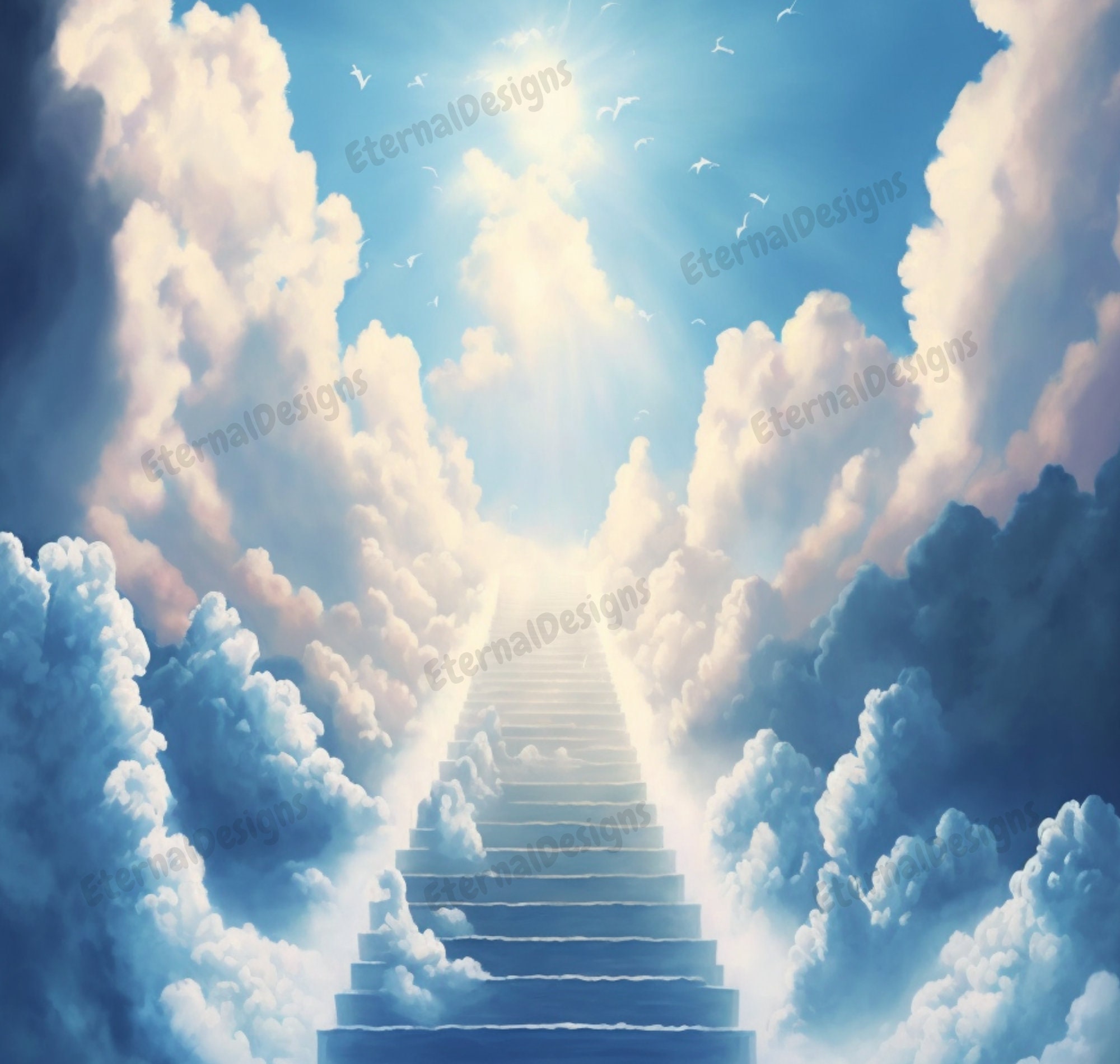 Heaven Background 4 PNG Memorial Background Stairs to Heaven Heaven Memorial  Background Memorial Design PNG&JPG Instant Download 