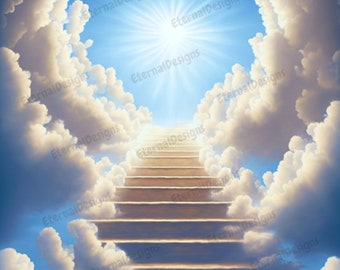 Heaven Background 4 PNG Memorial Background Stairs to Heaven Heaven Memorial  Background Memorial Design PNG&JPG Instant Download 