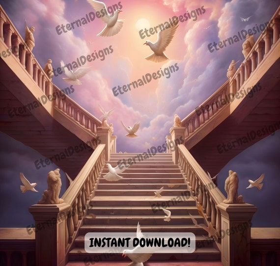 Heaven Background 4 PNG Memorial Background Stairs to Heaven Heaven Memorial  Background Memorial Design PNG&JPG Instant Download 