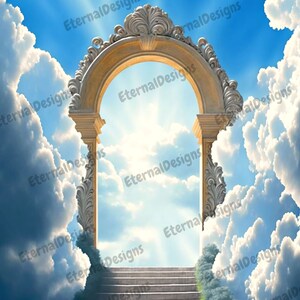 Heaven Background PNG | Memorial Background | Stairs to Heaven | Heaven memorial background | Memorial design | PNG&JPG | Instant download