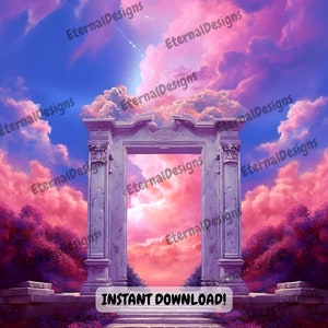 Heaven Background PNG | Memorial Background | Stairs to Heaven | Heaven memorial background | Memorial design | PNG&JPG | Instant download