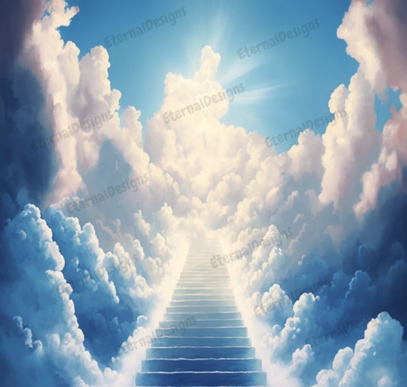 Memorial Picture Frame, Stairway To Heaven Clouds, Blue, Sublimation  Design, Instant Download, Digital File, PNG, Design #RIP-10