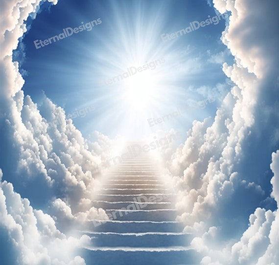 Memorial Picture Frame, Stairway To Heaven Clouds, Blue, Sublimation  Design, Instant Download, Digital File, PNG, Design #RIP-10