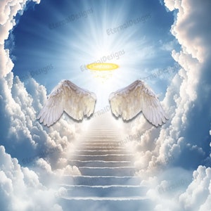 In Loving Memory PNG | Memorial Background |Stairway to Heaven | Heaven Background | Memorial design | Heaven Stairs | Instant download |