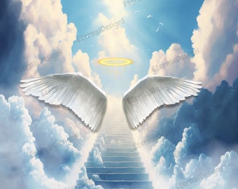 In Loving Memory PNG | Heaven Background |Stairway to Heaven | Memorial Background | Memorial Backdrop | Heaven Stairs | Instant download |