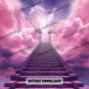 Heaven Background PNG | Memorial Background | Stairs to Heaven | Heaven memorial background | Memorial design | PNG&JPG | Instant download