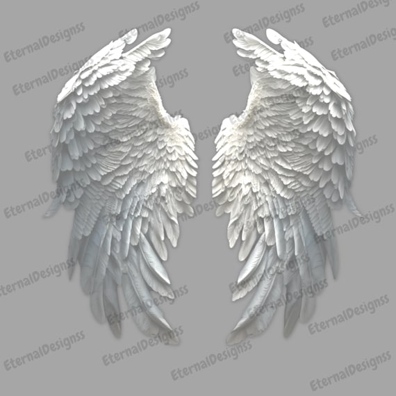 Angel wings PNG | Angel Wings Clipart | White wings png | Realistic Wings | Angel Wings Overlay | Memorial design | Instant download |
