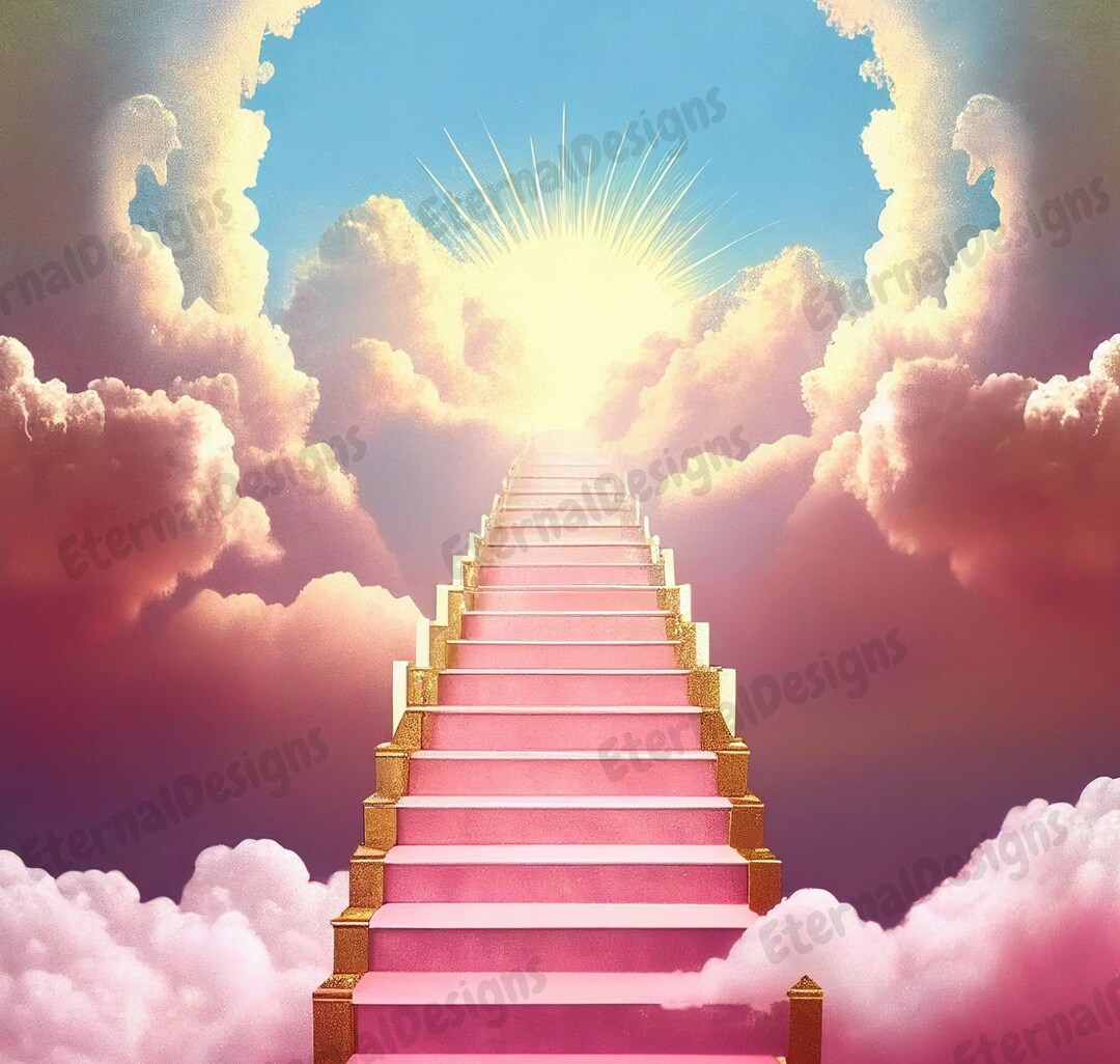 Pink Heaven Background PNG Memorial Background Stairs to Heaven Heaven