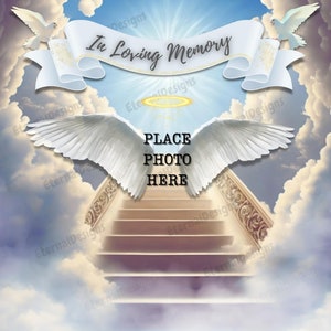 In Loving Memory 02 PNG | Memorial Background |Stairs to Heaven | Heaven memorial background | Memorial design | Instant download