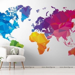 Papier peint carte du monde géométrique