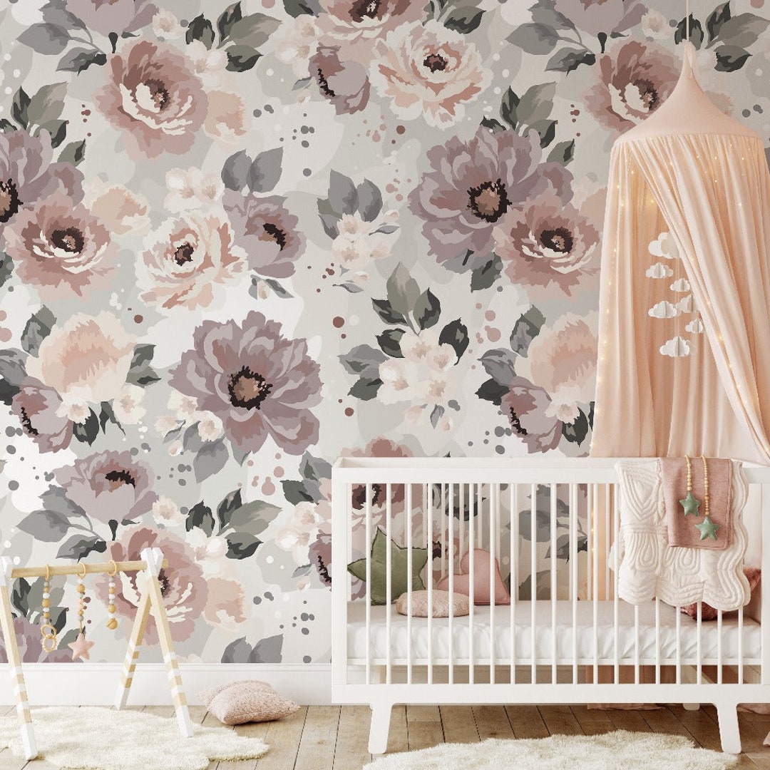 Watercolor Flowers Wallpaper Mural | Vibrant Floral Wall Art | Nursery ...