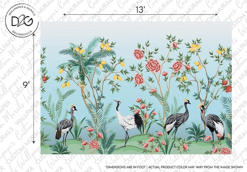 Birds of Paradise Wallpaper Mural - Etsy