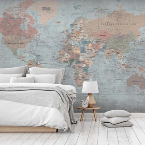 Classic Old World Map Wall Mural, Large Historical Cartography Wallpaper for Library or Study