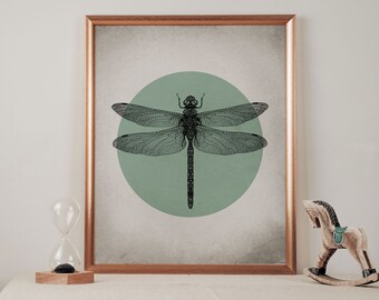 Dragonfly, Wall Art, Poster, Print, Vintage