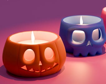 Halloween Candle Holder 3D Print Files – Pumpkin, Skull, Ghost, Mummy (STL Bundle)