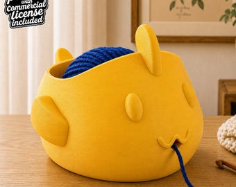 Fish Yarn Bowl STL File: Support-Free 3D Print for Crochet & Knitting, Commercial License
