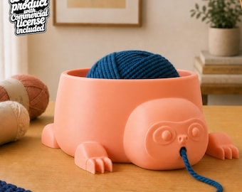 Sloth Yarn Bowl STL File, 3D Printable Crochet Yarn Holder, Support-Free Knitting Bowl, Digital Download, Commercial License