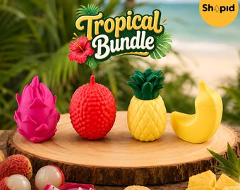 Tropical Fruit Container STL Bundle | Support Free 3D Print Jar | Pineapple, Dragon Fruit, Banana & Lychee | Commercial License