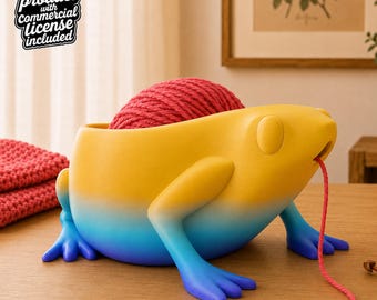 Frog Yarn Bowl STL File, 3D Printable Crochet & Knitting Yarn Holder, Support-Free Digital Download, Commercial License