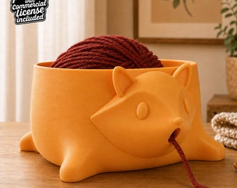 Raccoon Yarn Bowl STL File, 3D Printable Knitting & Crochet Organizer, Commercial License