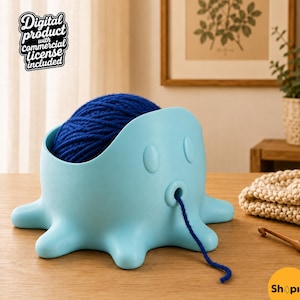 Octopus garenkom STL-bestand: 3D-printbare organizer voor haken en breien, digitale download