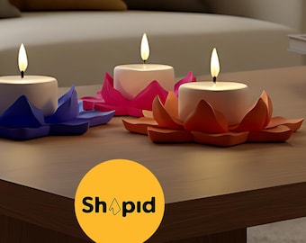Portacandele 3D STL a forma di fiore per stampa FDM/SLA