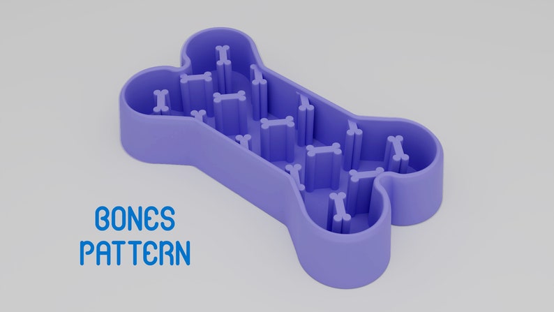 May include: Purple bone-shaped dog bowl with a pattern of smaller bone shapes inside. The text "BONES PATTERN" is printed below the bowl.