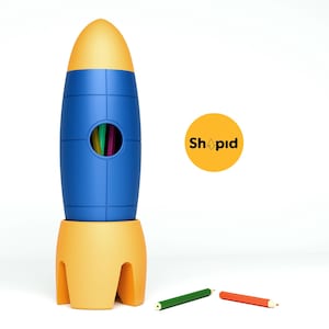 STL Rocket 3d printing pencil organizer container for home office and kid desk toy