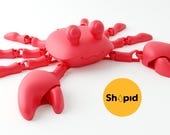 Articulated Crab Toy STL File: 3D Print Fidget Model (Commercial License