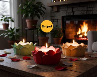 3DフラワーキャンドルホルダーSTLファイル：ティーライトホームデコレーション（デジタルファイル）