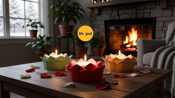 3D Flower Candle Holder STL File: Tea Light Home Decor (Digital File)