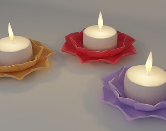 STL 3D Candle Holder Flower for FDM and SLA printing