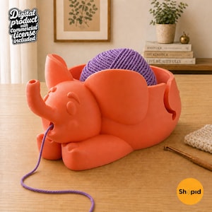 Elephant Yarn Bowl STL File, 3D Printable Crochet & Knitting Yarn Holder, Support-Free Digital Download, Commercial License