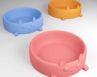 STL 3D Cat bowl for domestic pet with kitten shape to 3d print