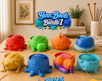 Animal Yarn Bowl STL Bundle: 8 Crochet & Knitting 3D Print Files, Commercial License