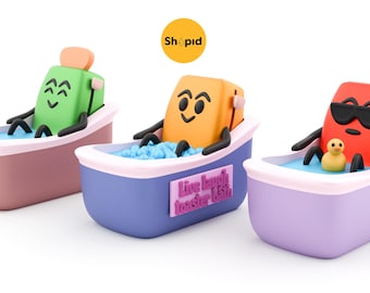 Live Laugh Toaster Bath STL – Funny Meme Figurines | 3D Print Files (Set of 3)