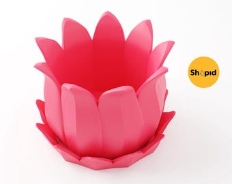 Blumen-Blumentopf - STL Datei - 3D Druckbarer Blütentopf mit Untertasse (Digitaler Download)